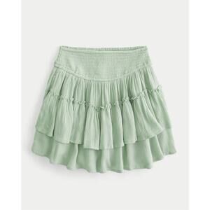 HOLLISTER CALIFORNIA Women XL Mini Ruffle Skort Sage Green Pockets